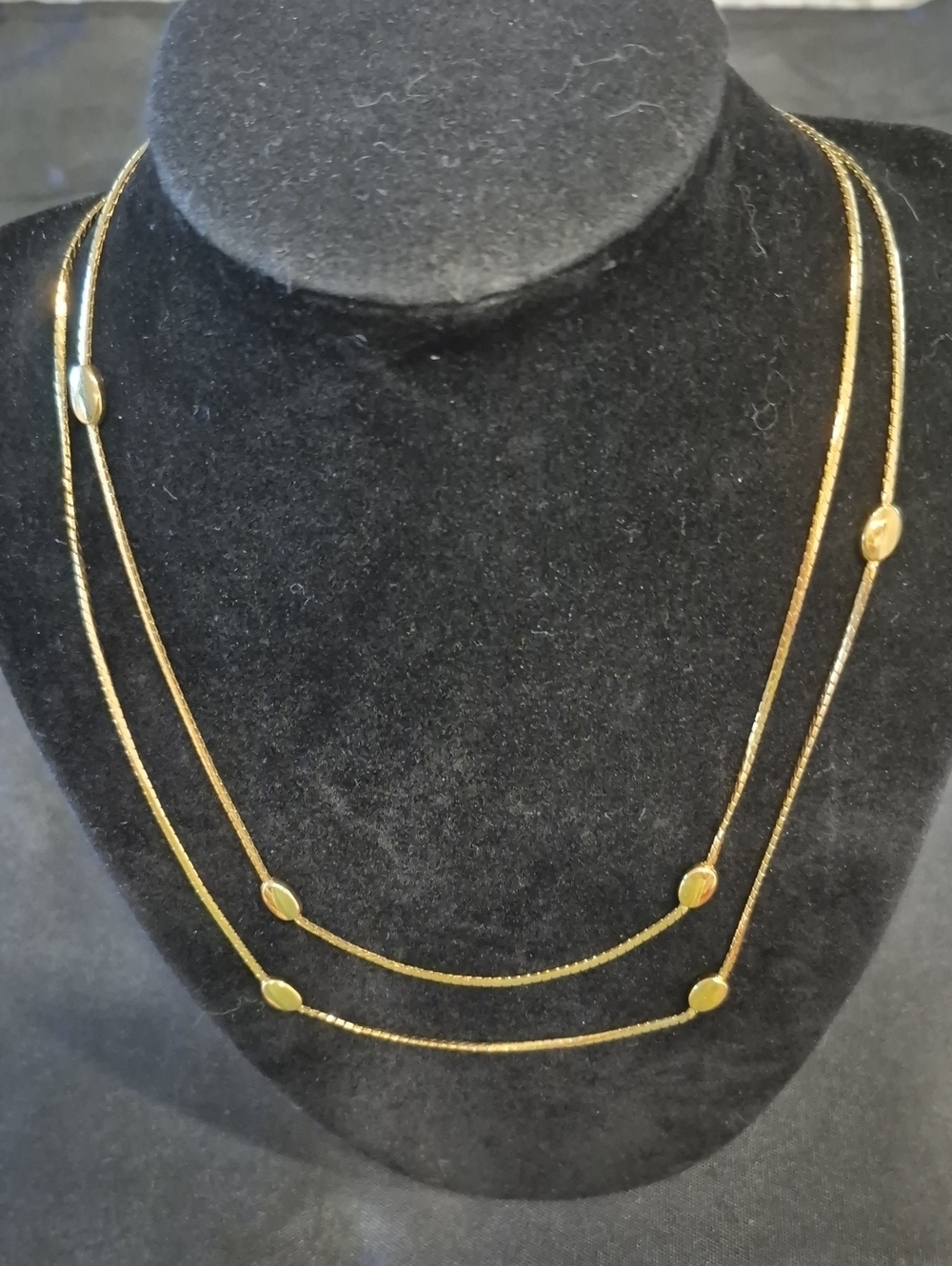 Monet Vintage Gold-Tone Long Disc Necklace 35 Inches